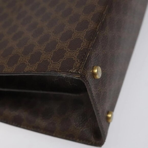 CELINE Macadam Canvas Shoulder Bag PVC Leather Brown Gold - Picture 9 of 16